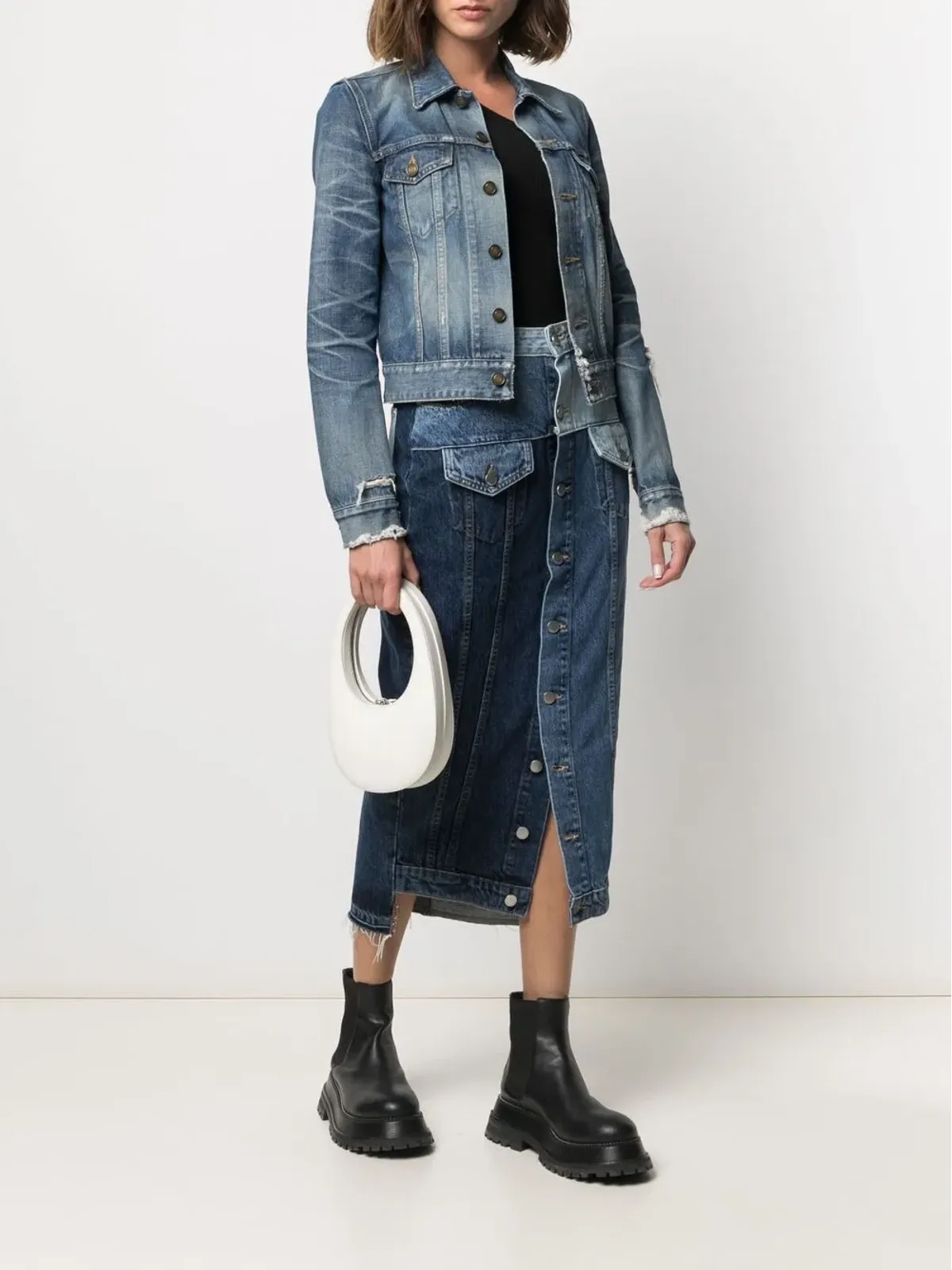RED Valentino パッチワークデニムスカート - 画像2
