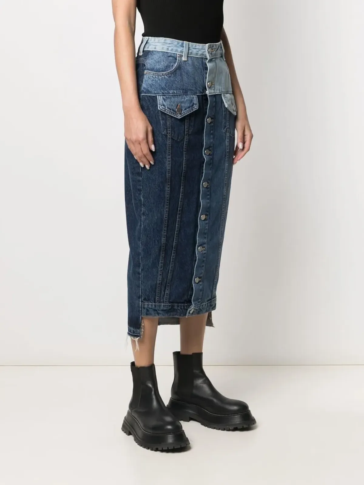 RED Valentino パッチワークデニムスカート - 画像3