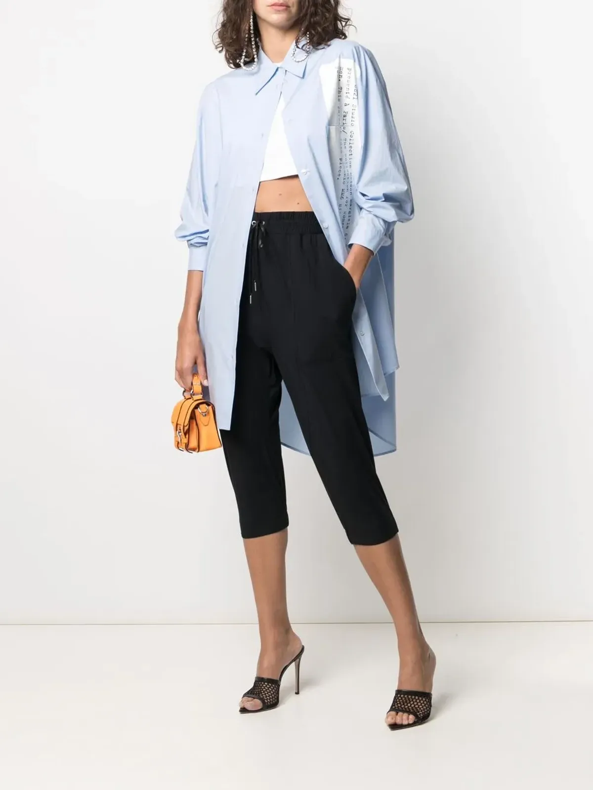 Helmut Lang Pre-Owned 1990s drawstring-waist cropped trousers - ブラック - 画像2