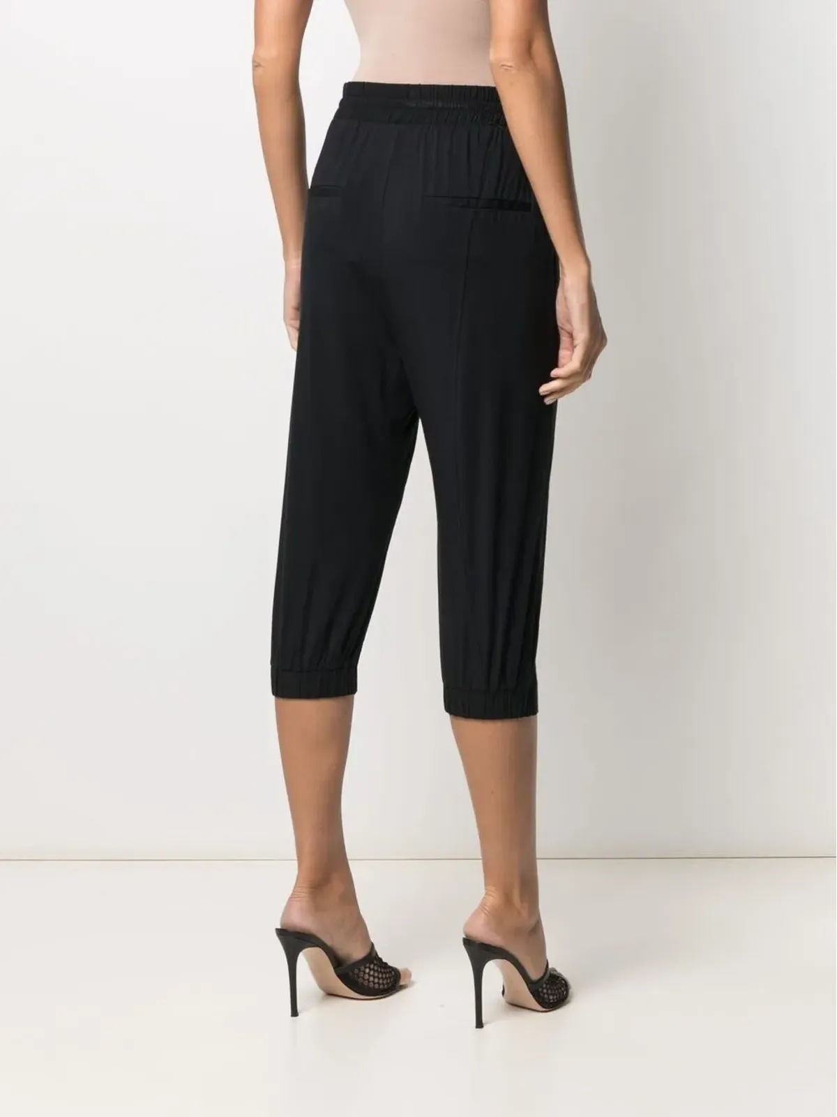 Helmut Lang Pre-Owned 1990s drawstring-waist cropped trousers - ブラック - 画像4