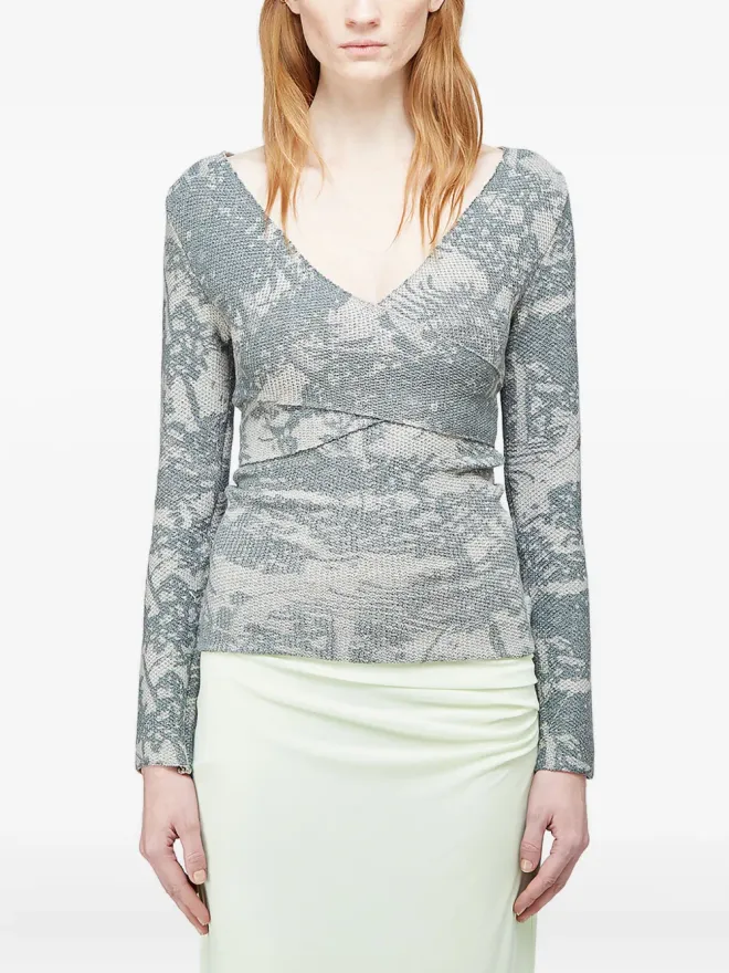 Eckhaus Latta Eckhaus Latta アブストラクトプリント ラップアラウンド Tシャツの商品画像