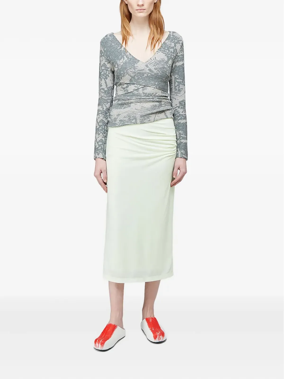 Eckhaus Latta アブストラクトプリント ラップアラウンド Tシャツ - 画像2