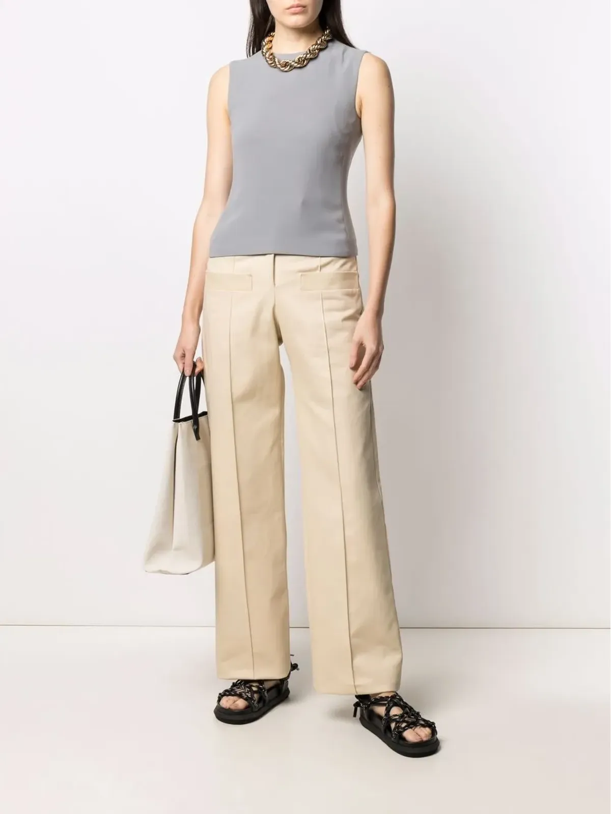 Giorgio Armani Pre-Owned 1990s round-neck sleeveless top - Grey - 画像2