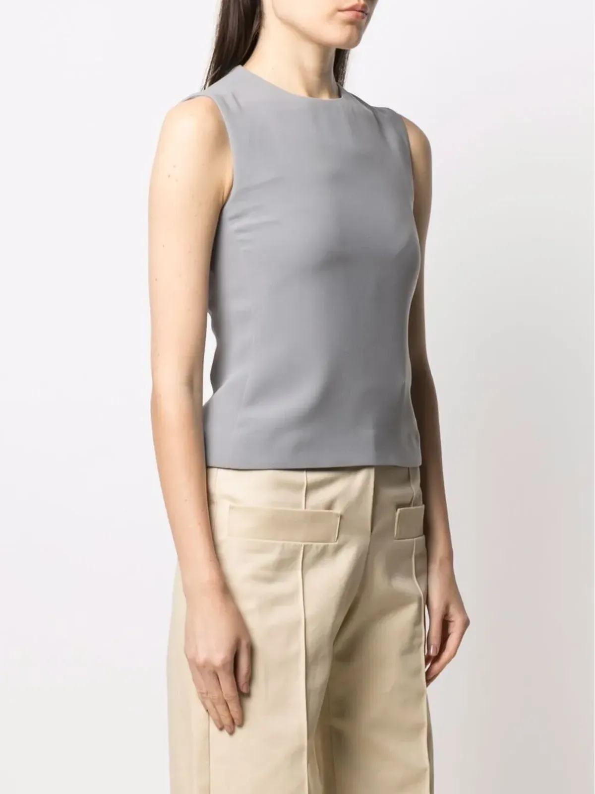 Giorgio Armani Pre-Owned 1990s round-neck sleeveless top - Grey - 画像3