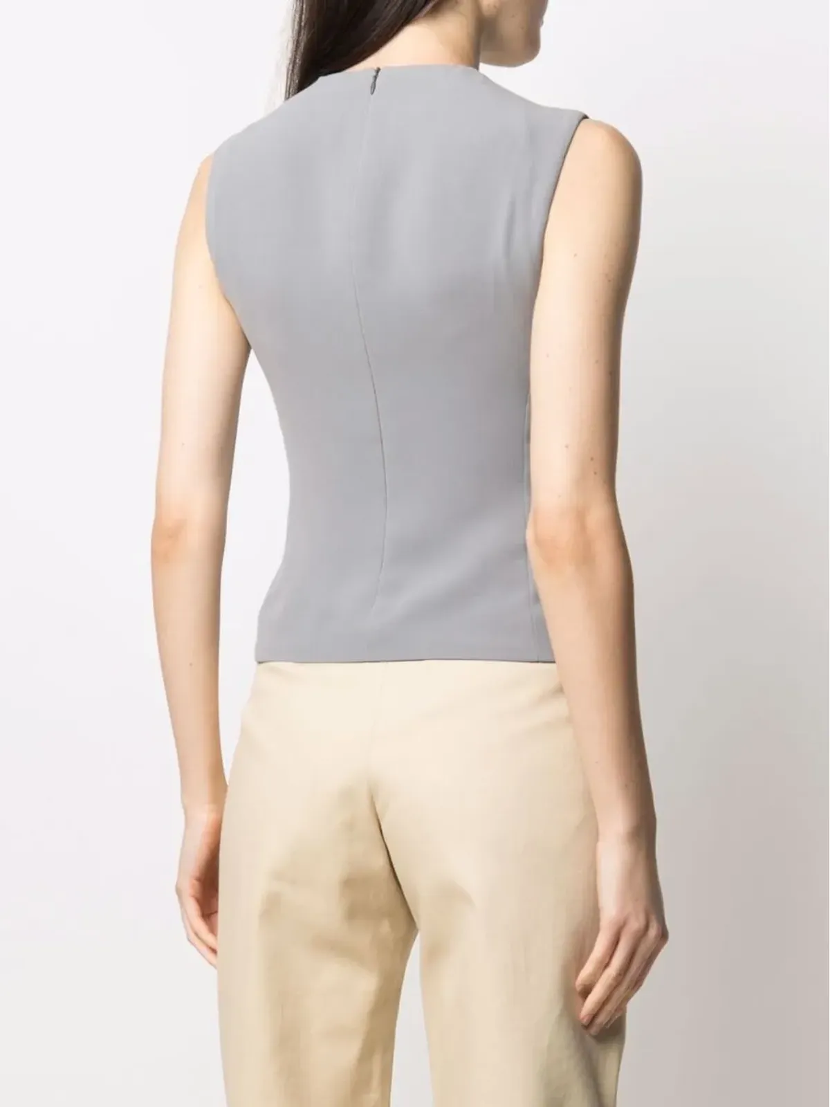 Giorgio Armani Pre-Owned 1990s round-neck sleeveless top - Grey - 画像4