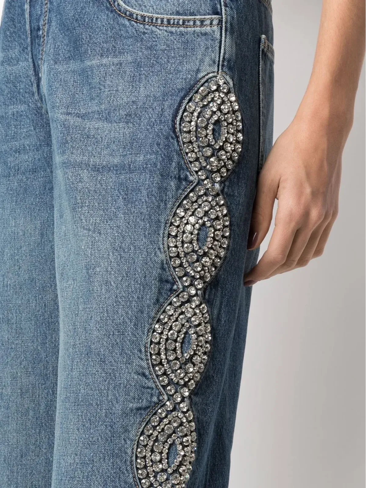 Philipp Plein クリスタルケーブル ワイドレッグジーンズ - 画像5