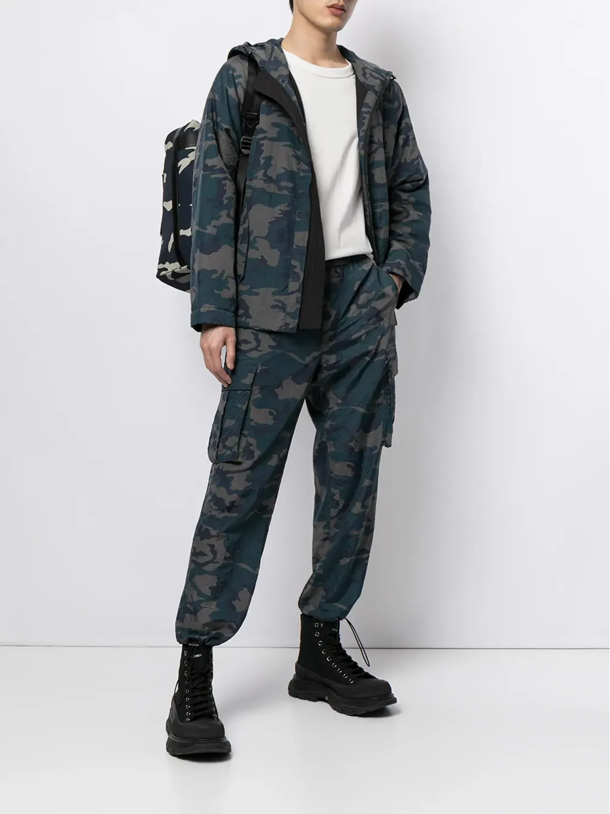 Ports V カモフラージュプリント フード付きジャケット - 画像2