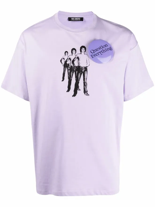Raf Simons Raf Simons Question Everything バッジディテール Tシャツ - Purpleの商品画像