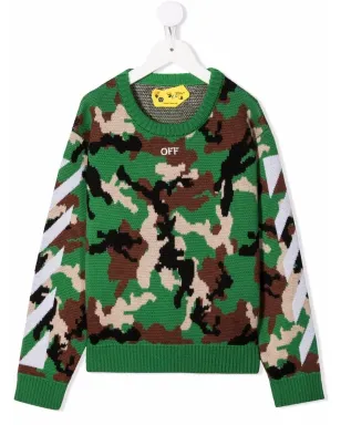 Off-White Kids 迷彩柄ニットジャンパー - サムネイル1
