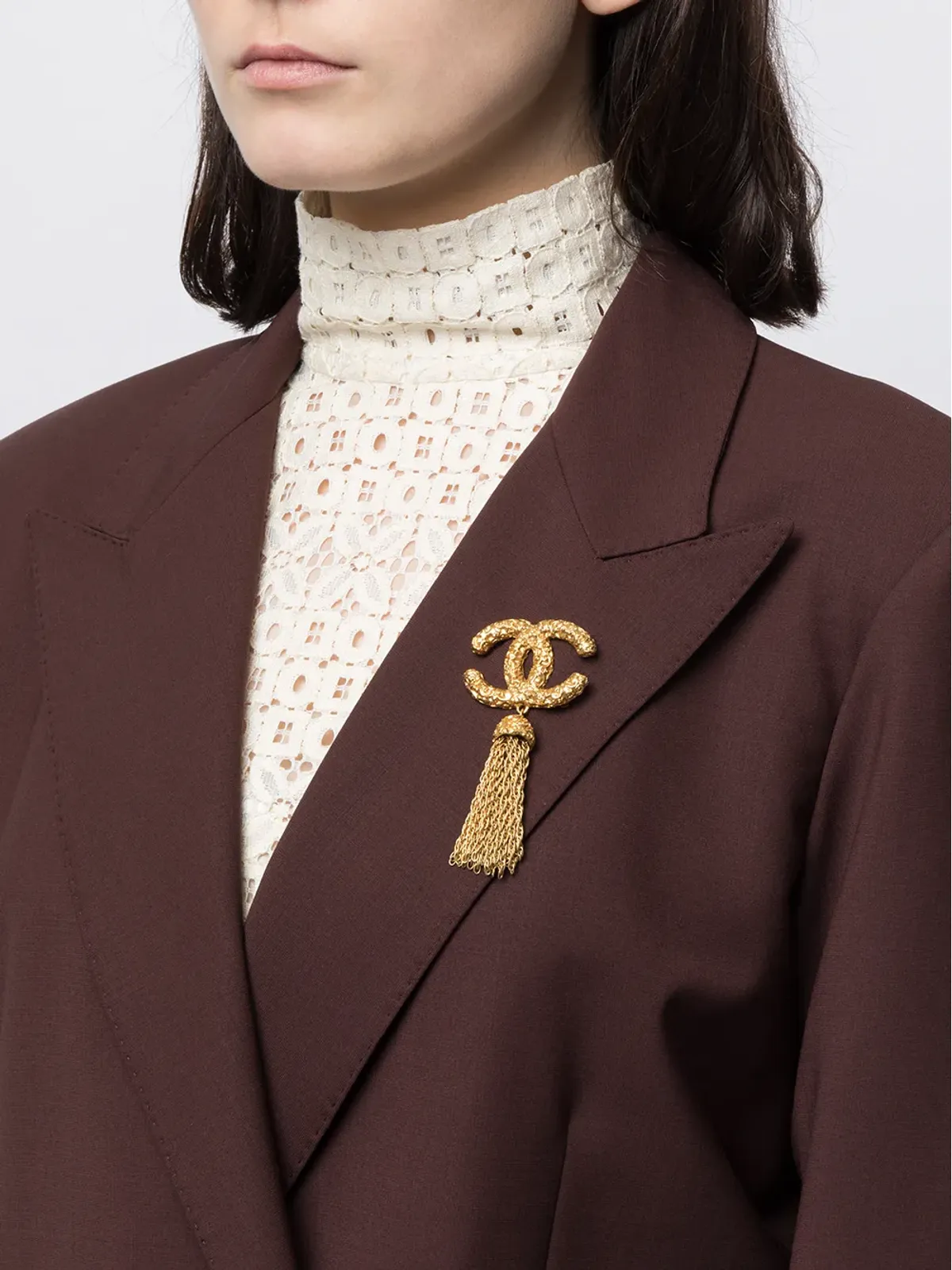 CHANEL Pre-Owned 1993 チェーンタッセル CC ブローチ - 画像2