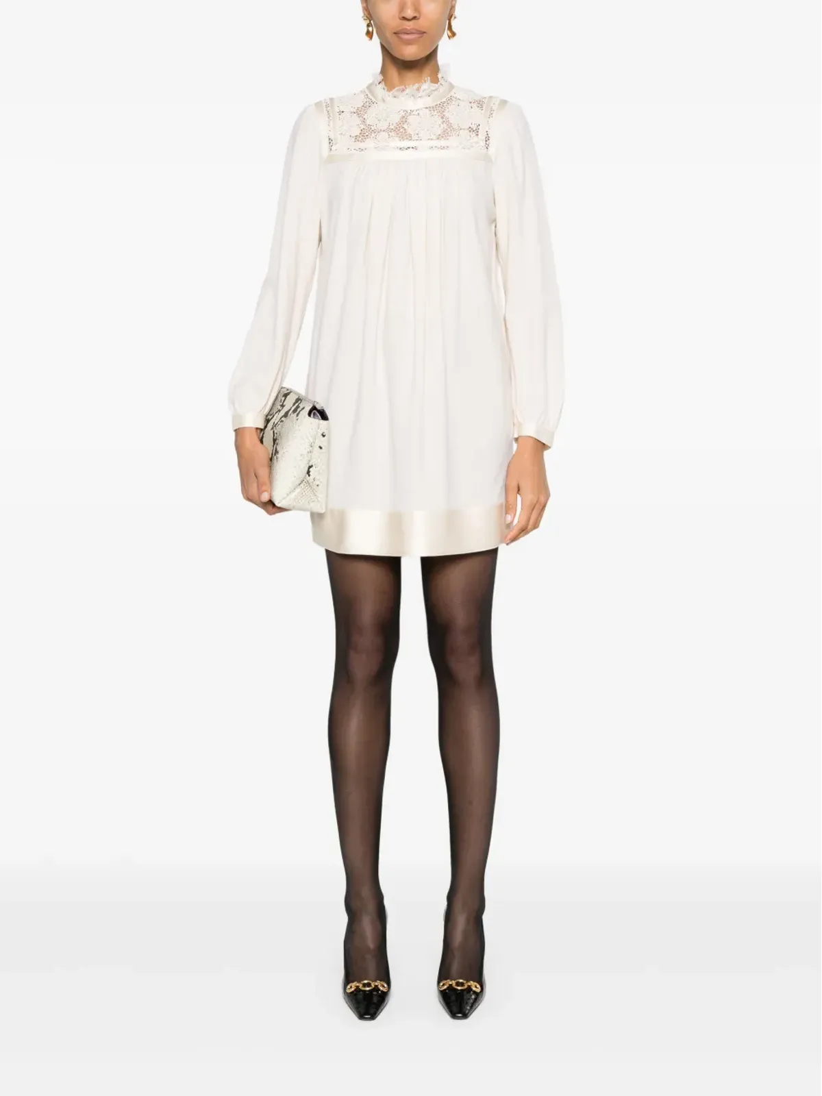 Saint Laurent ギピュールレースパネル ミニドレス - 画像2
