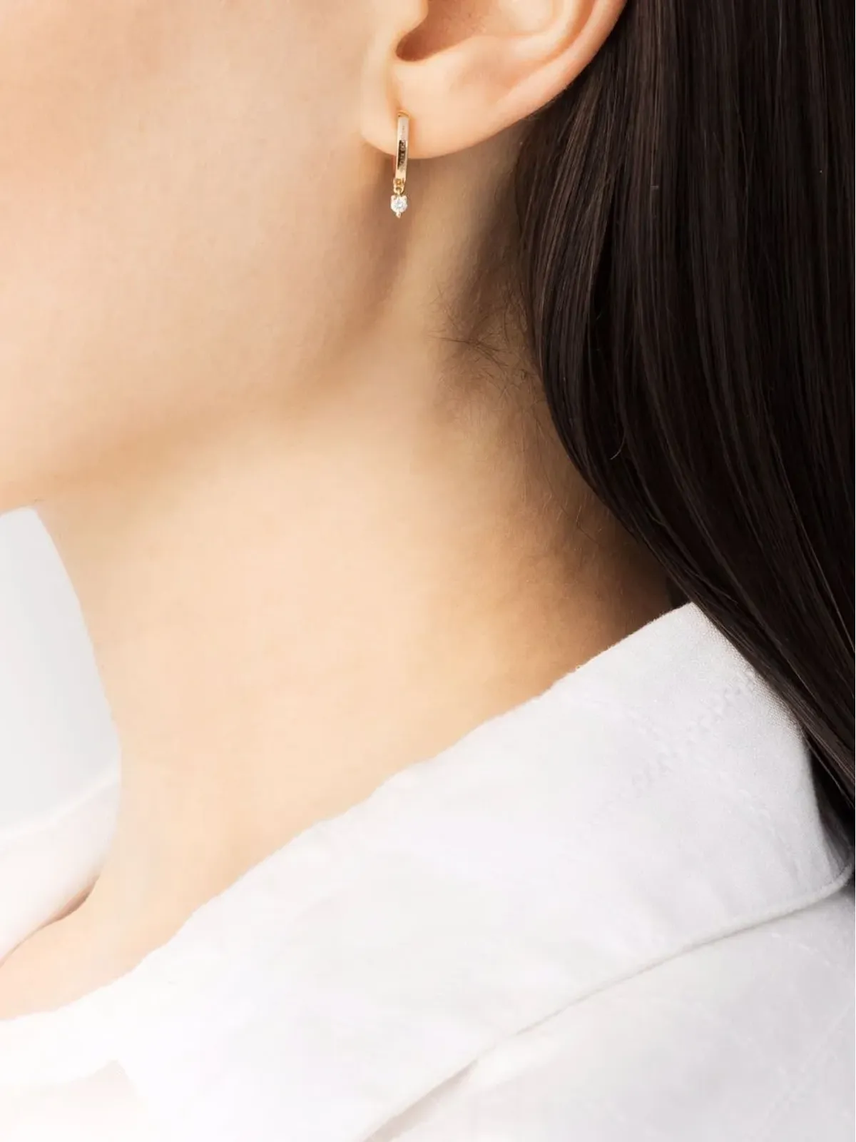 Delfina Delettrez 18K イエローゴールド ハギー ダイヤモンド ドロップ イヤリング - 画像2