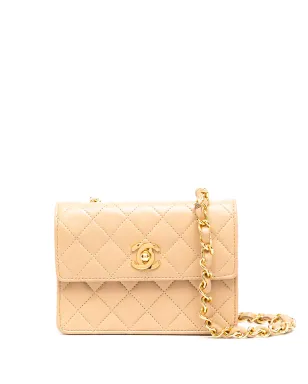 CHANEL ビンテージ 1990年代 ミニ ダイヤモンドキルティング クロスボディバッグ - ベージュ - サムネイル1