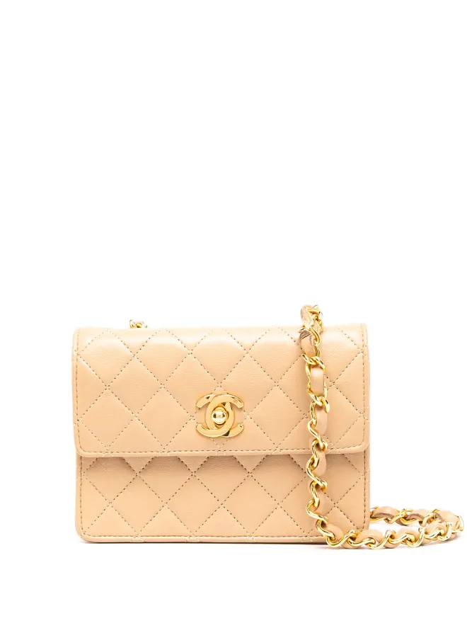CHANEL Pre-Owned CHANEL ビンテージ 1990年代 ミニ ダイヤモンドキルティング クロスボディバッグ - ベージュの商品画像