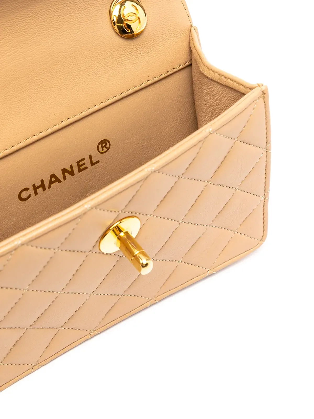 CHANEL ビンテージ 1990年代 ミニ ダイヤモンドキルティング クロスボディバッグ - ベージュ - 画像5