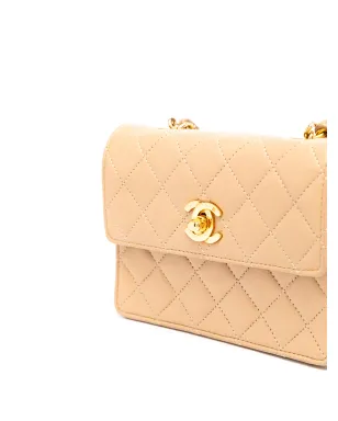 CHANEL ビンテージ 1990年代 ミニ ダイヤモンドキルティング クロスボディバッグ - ベージュ - サムネイル4