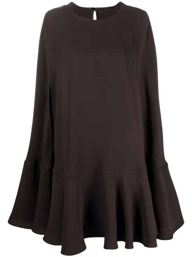 Valentino Garavani Valentino Garavani シルク ケープドレス（ブラウン）の商品画像