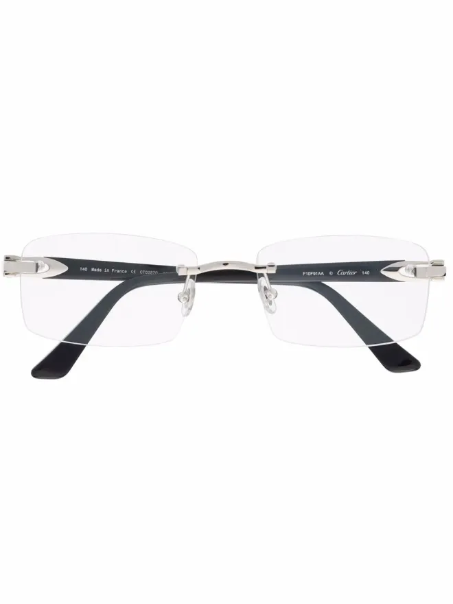 Cartier Eyewear Cartier Eyewear 長方形フレーム眼鏡 - Blueの商品画像