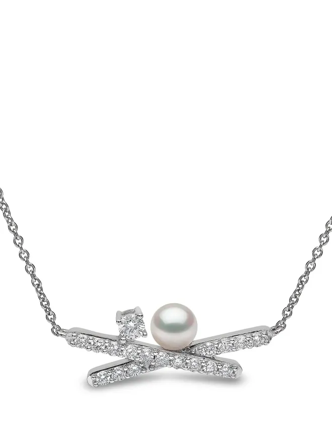 Yoko London Yoko London 18金ホワイトゴールド Sleek アコヤ真珠ダイヤモンド ネックレス - シルバーの商品画像