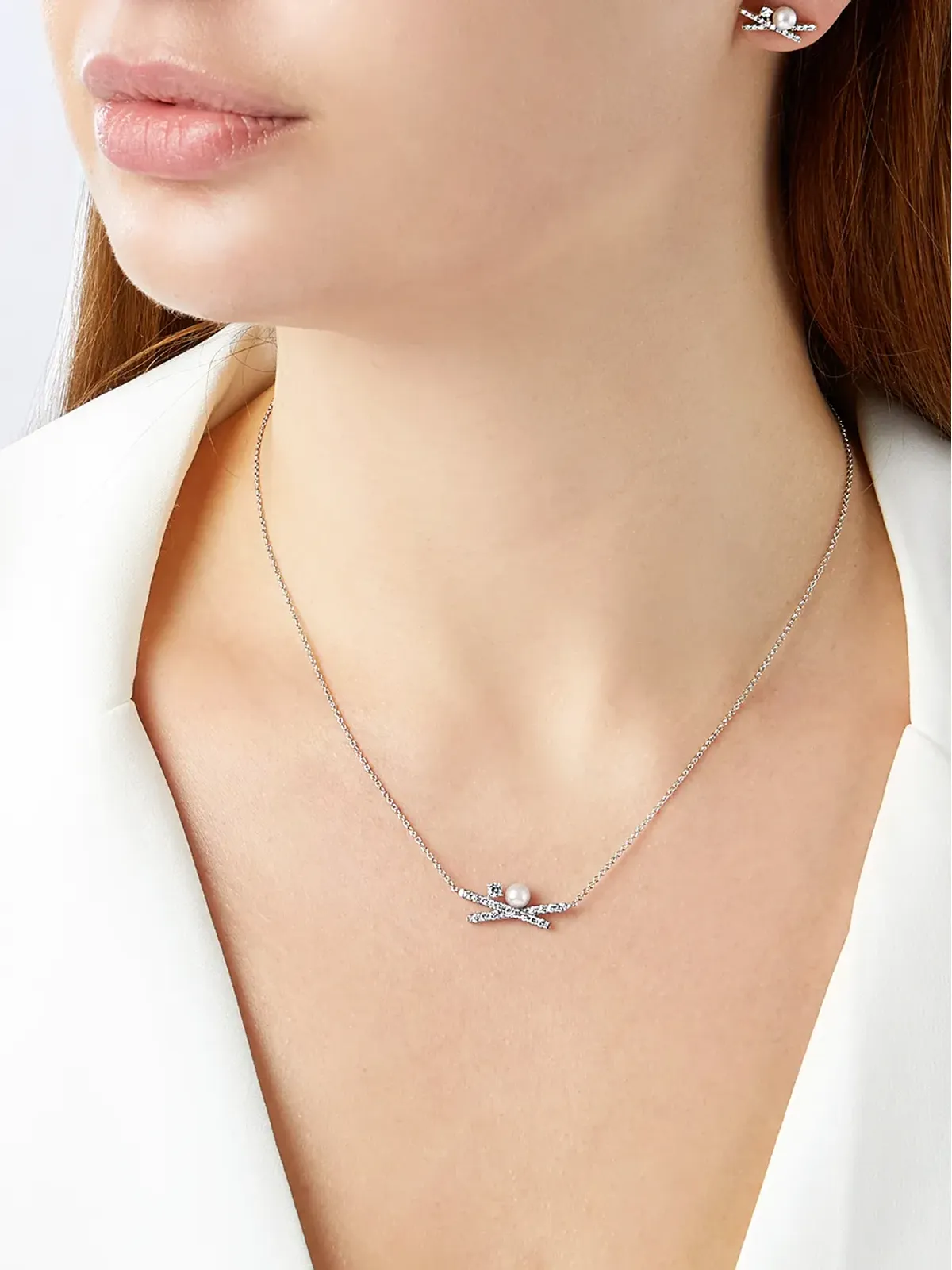 Yoko London 18金ホワイトゴールド Sleek アコヤ真珠ダイヤモンド ネックレス - シルバー - 画像2