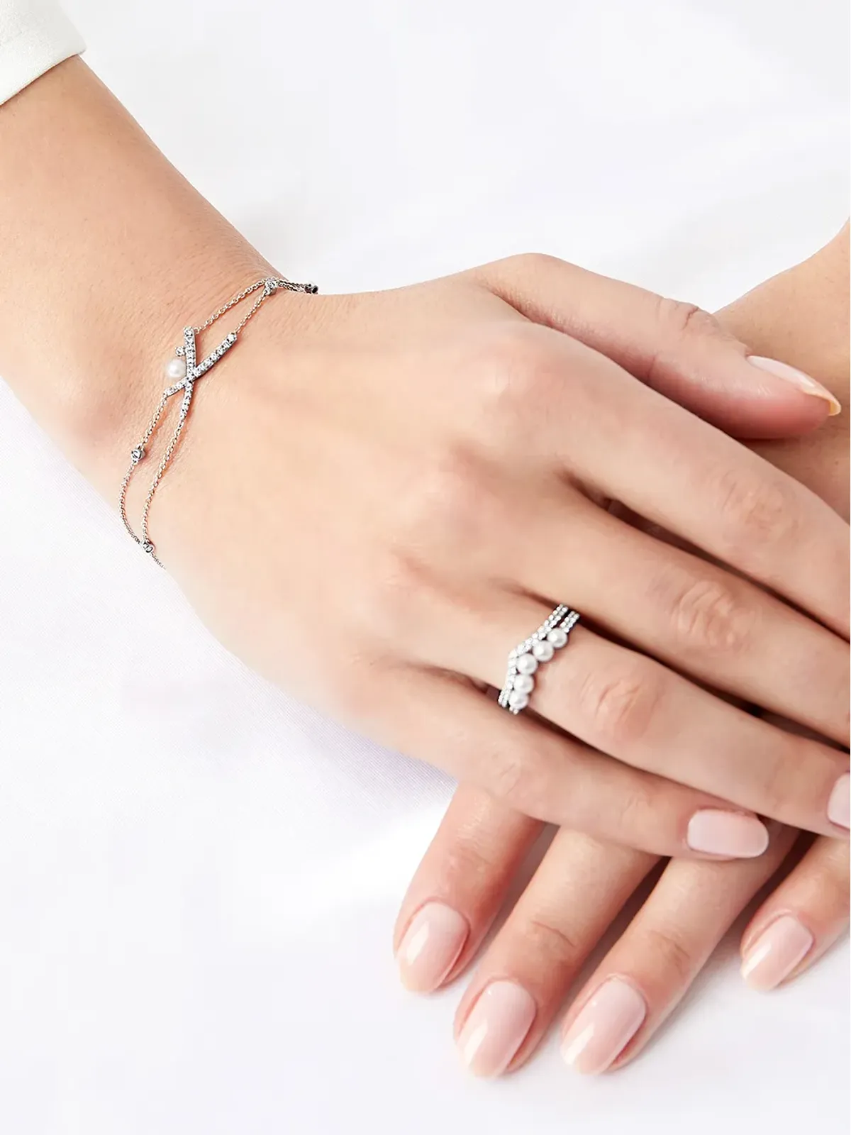 Yoko London 18Kホワイトゴールド ダイヤモンド アコヤ真珠 スリーク ブレスレット - シルバー - 画像2