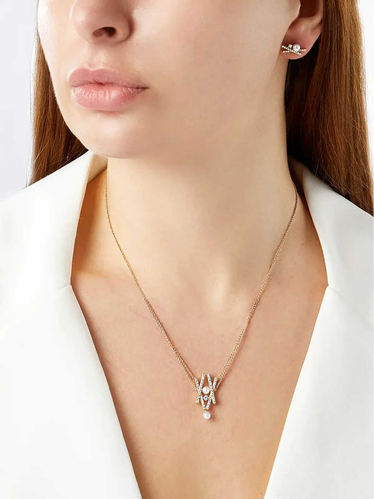 Yoko London 18kt イエローゴールド アコヤ真珠 ダイヤモンド ペンダントネックレス - 画像2