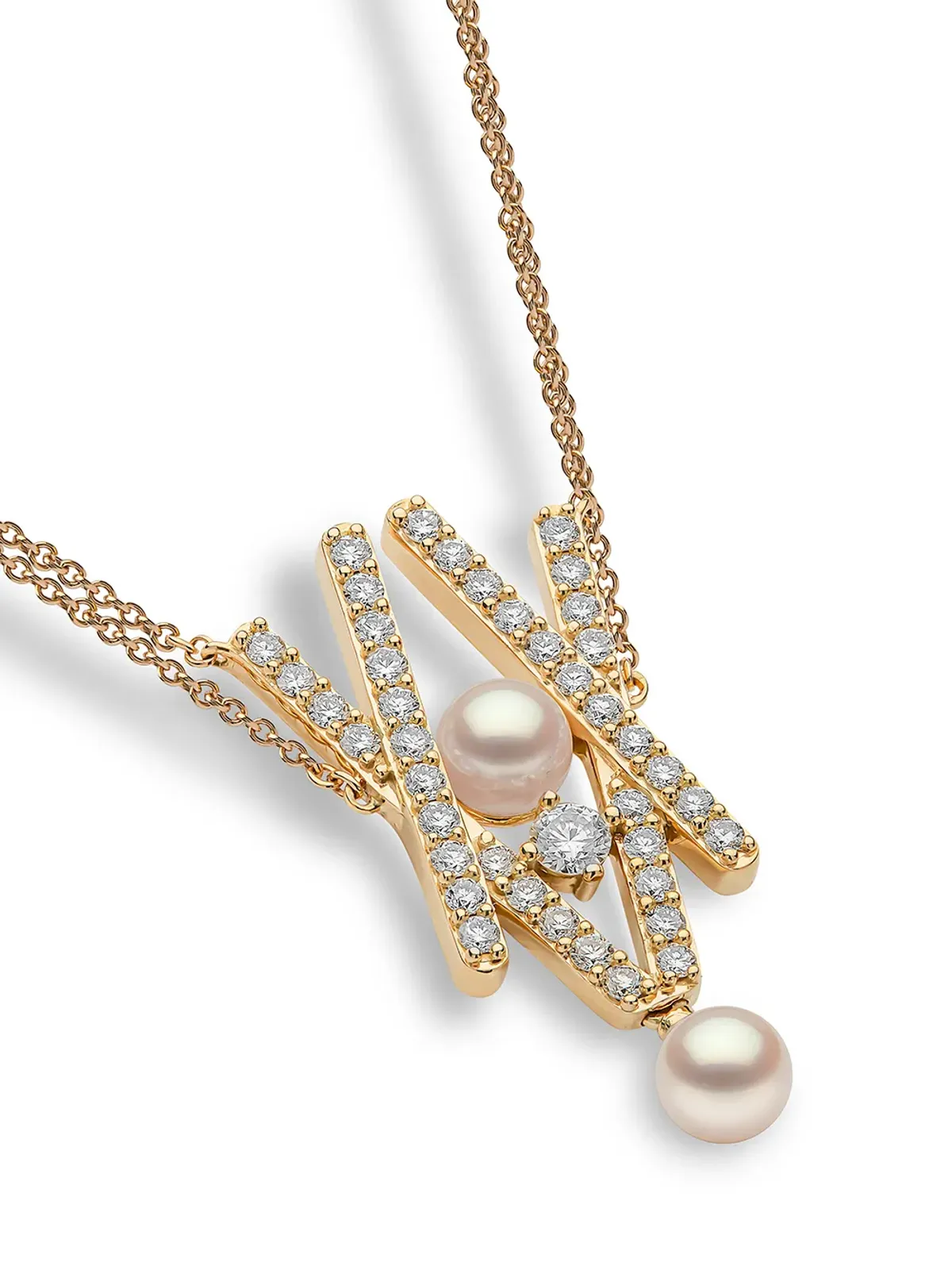 Yoko London 18kt イエローゴールド アコヤ真珠 ダイヤモンド ペンダントネックレス - 画像3