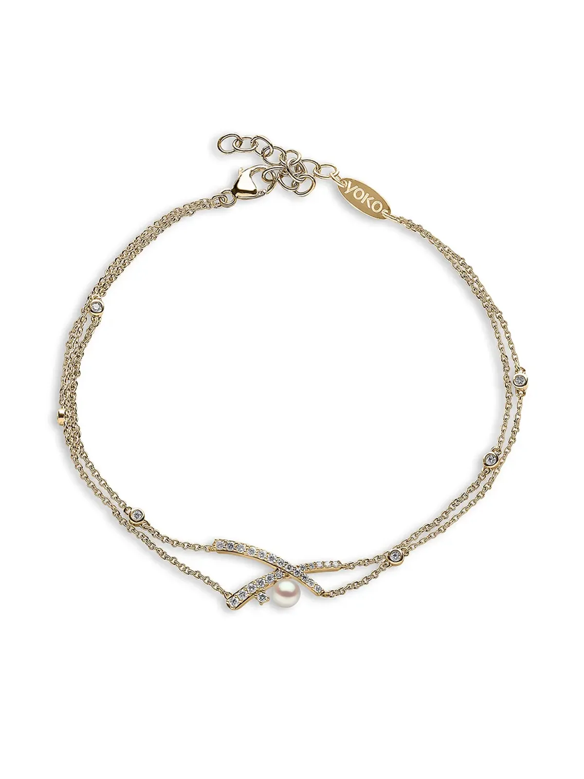 Yoko London 18K イエローゴールド スリーク アコヤ真珠とダイヤモンド ブレスレット - 画像1