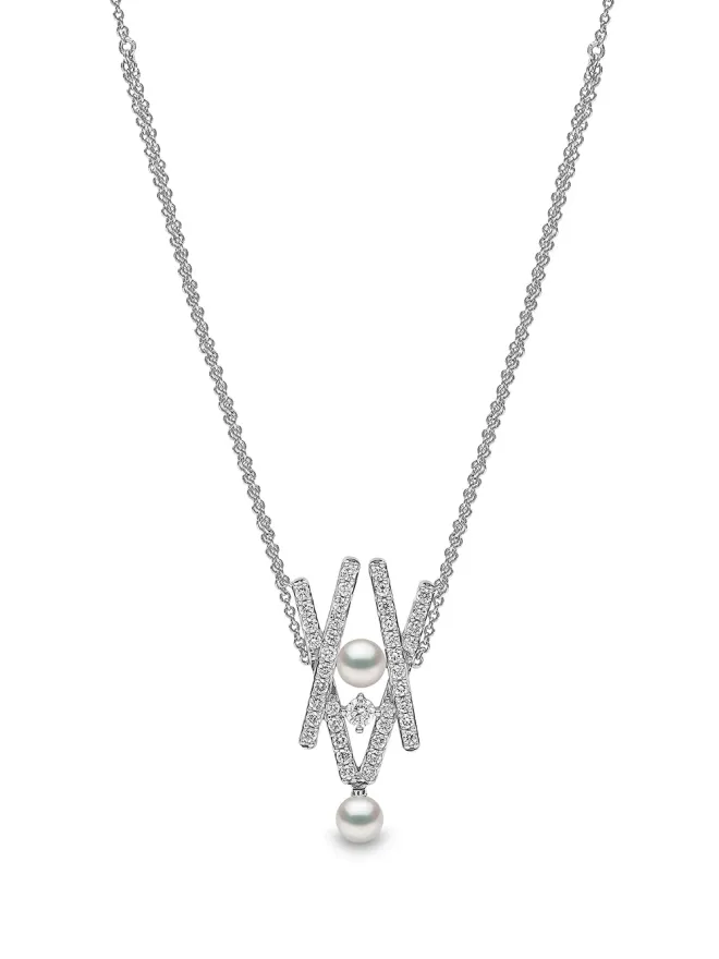 Yoko London Yoko London 18Kホワイトゴールド・スリーク・アコヤ真珠・ダイヤモンド ペンダントネックレス - シルバーの商品画像