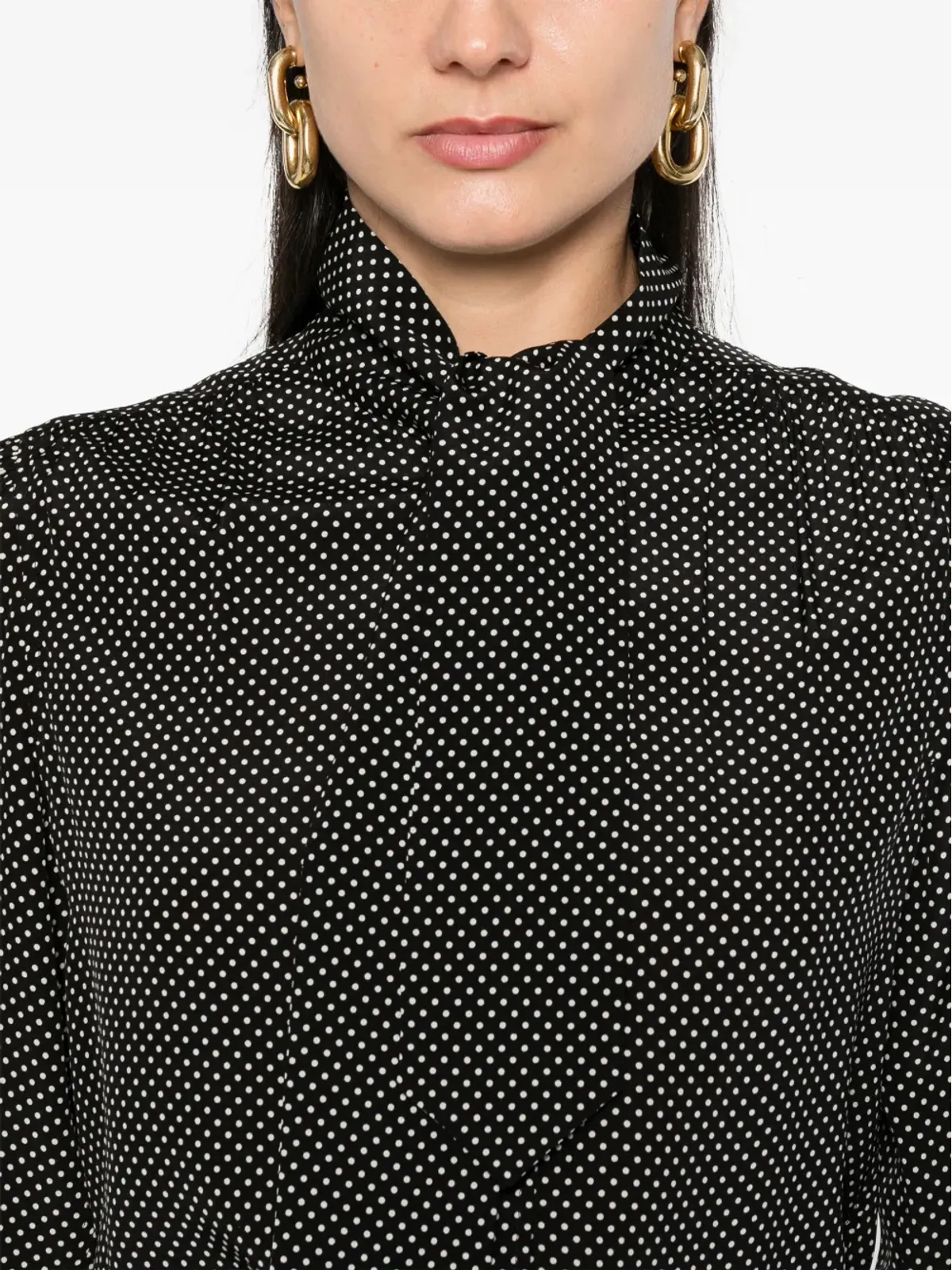 Saint Laurent パウボウ ドット柄 ブラウス - 画像5