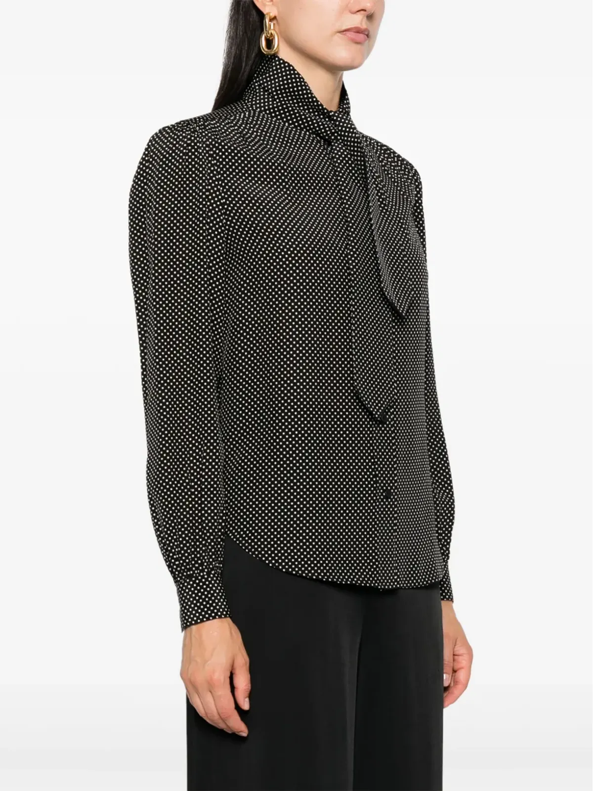 Saint Laurent パウボウ ドット柄 ブラウス - 画像3