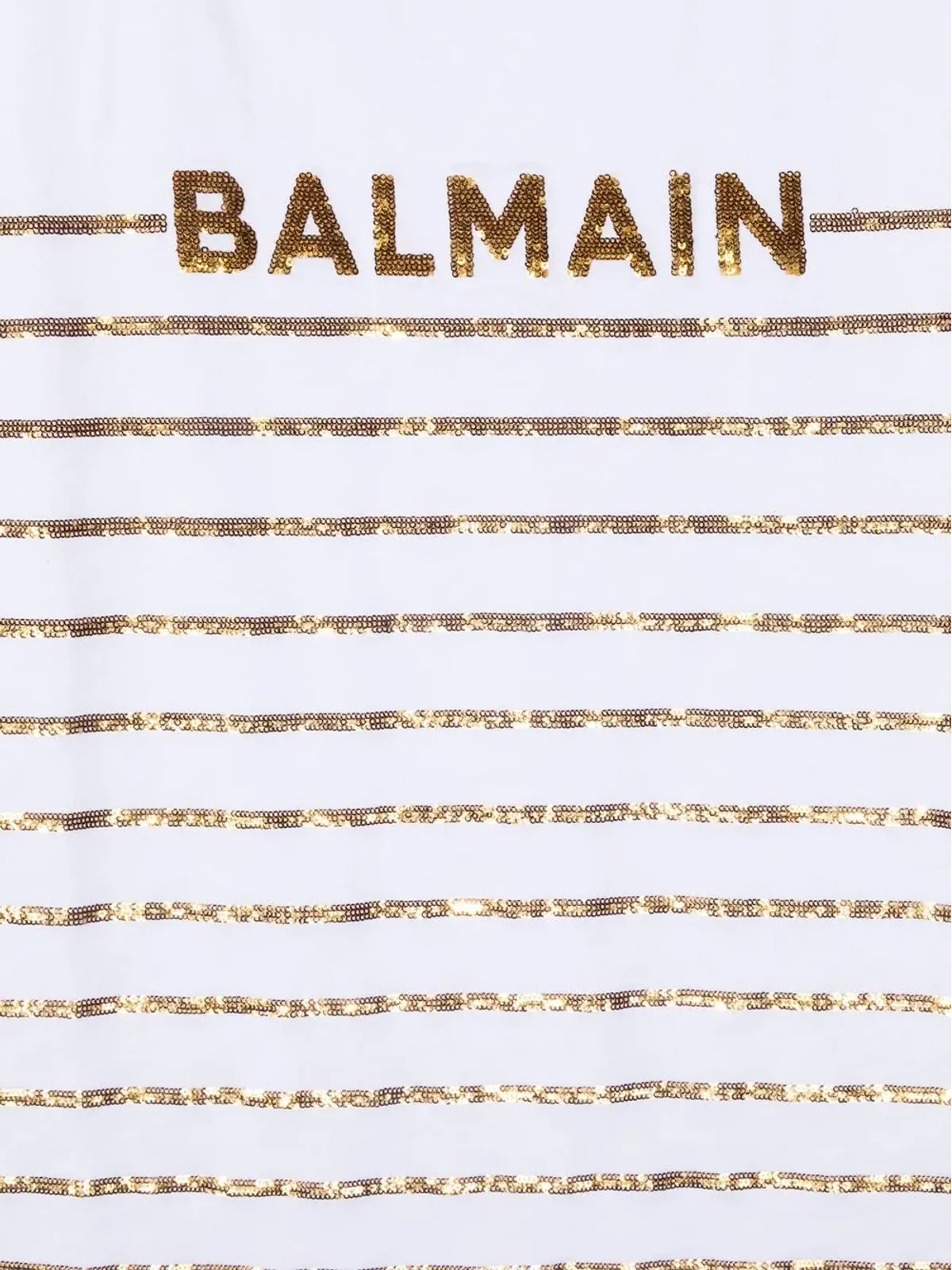 Balmain Kids TEEN logo sequin-stripe T-shirt - White - 画像3
