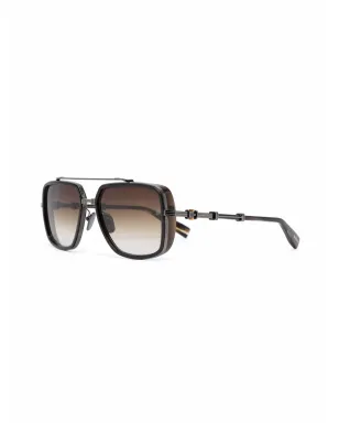 Balmain Eyewear オフィシエ パイロットフレーム サングラス - ブラウン - サムネイル2
