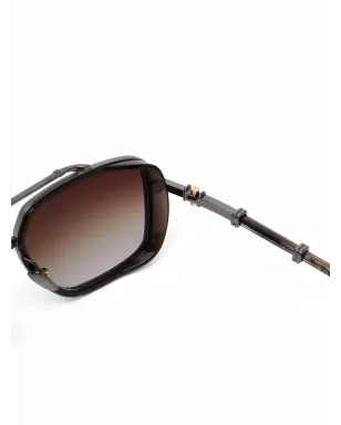 Balmain Eyewear オフィシエ パイロットフレーム サングラス - ブラウン - サムネイル3