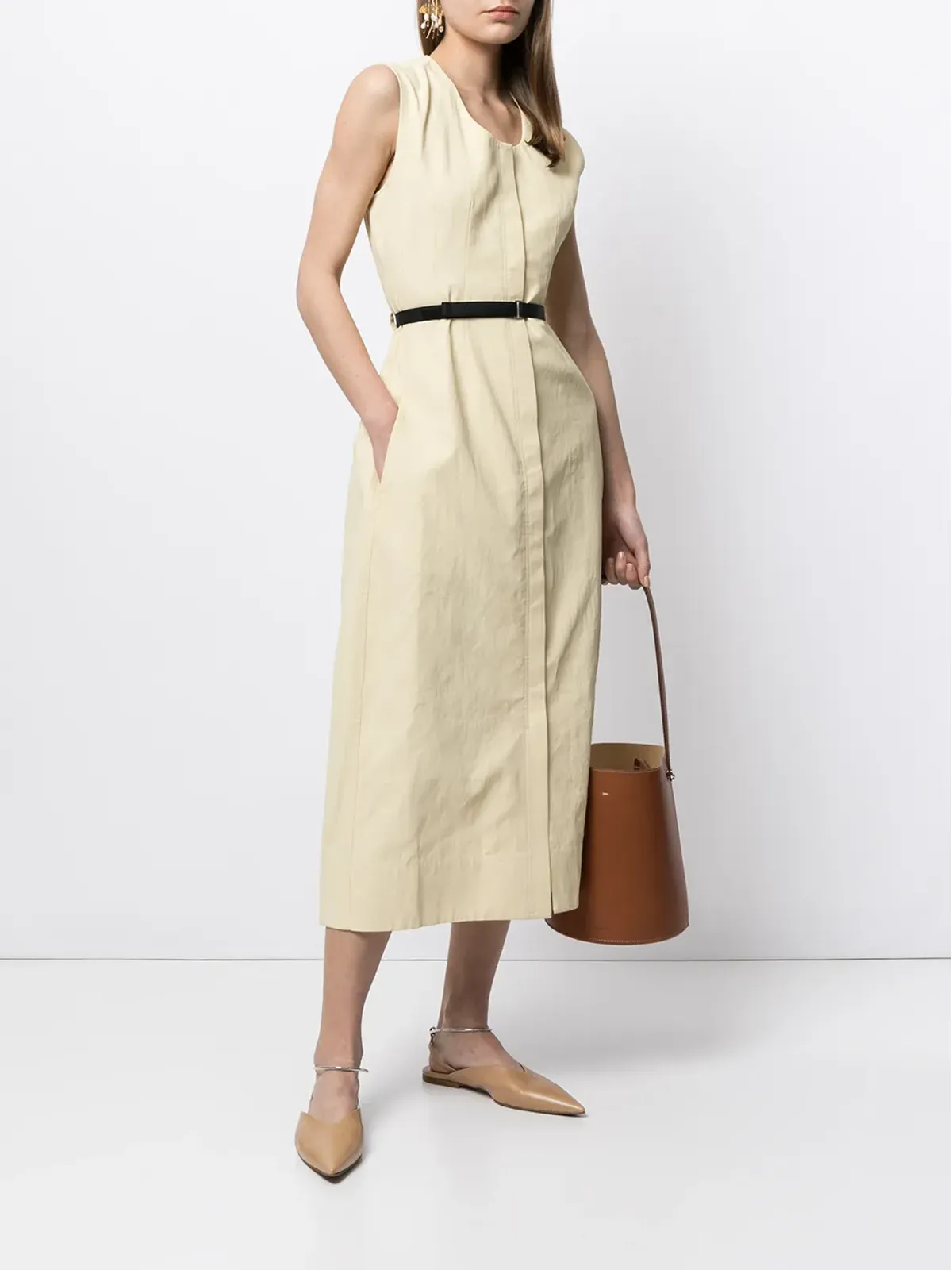 Jil Sander ベルト付きミディドレス - 画像2