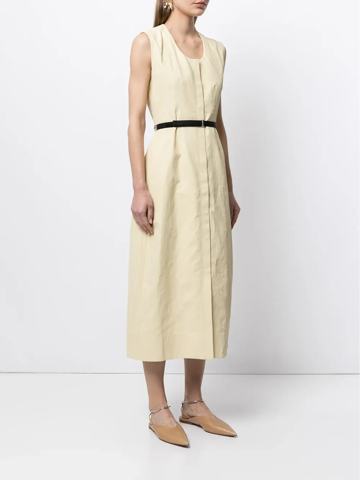 Jil Sander ベルト付きミディドレス - 画像3