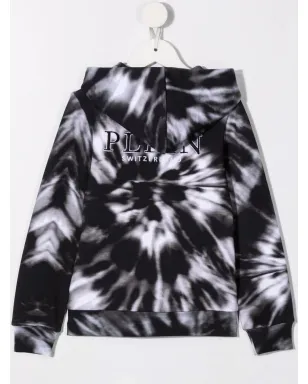 Philipp Plein Junior タイダイ柄コットンフーディ - ブラック - サムネイル2