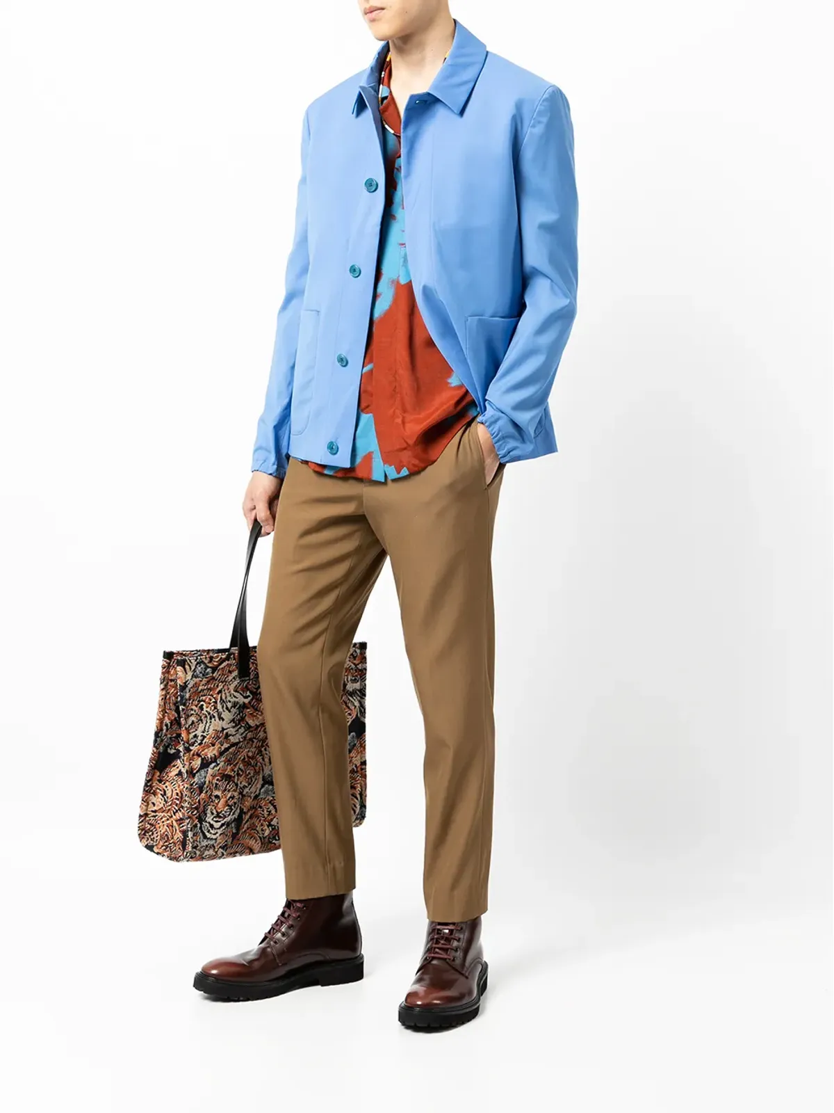 Paul Smith ウールシャツジャケット ブルー - 画像2