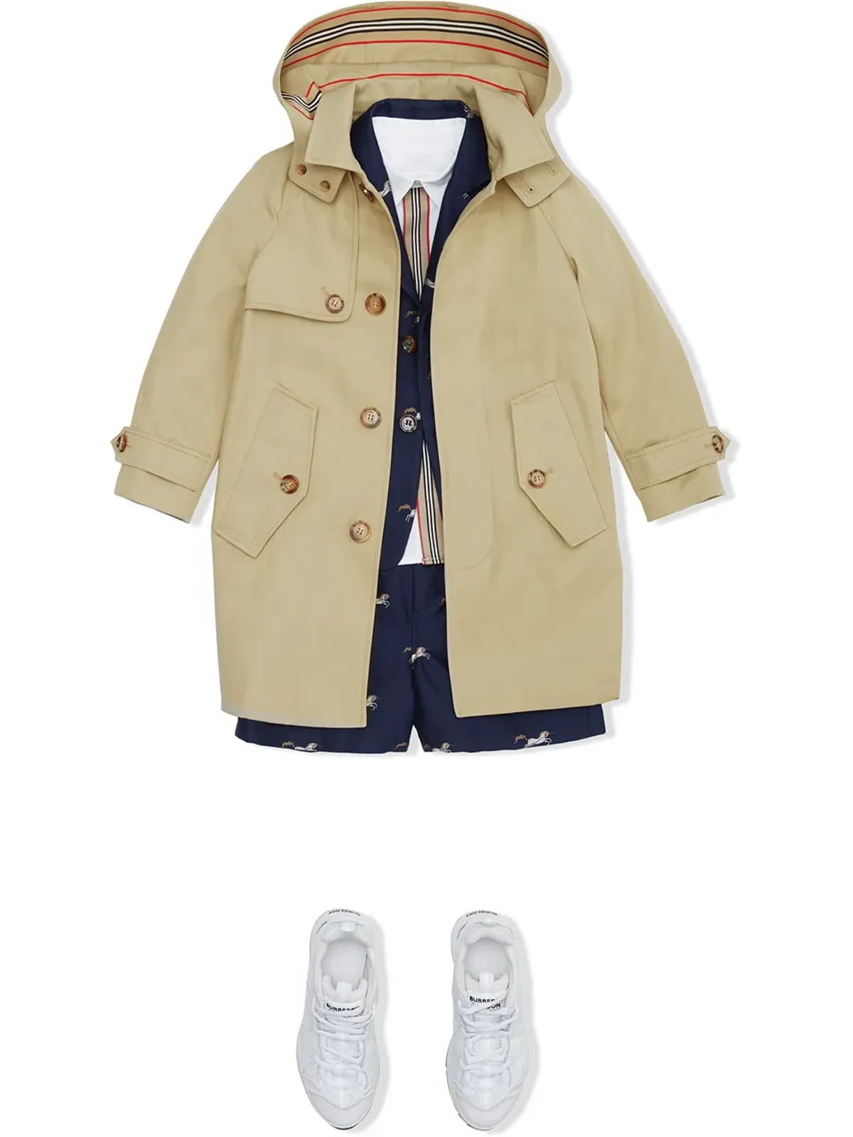 Burberry Kids フード付きギャバジン・トレンチコート - 画像2