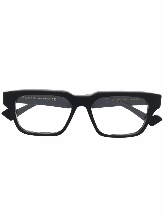 Gucci Eyewear Gucci Eyewear レクタンギュラーフレームのクリアレンズ眼鏡 - Blackの商品画像