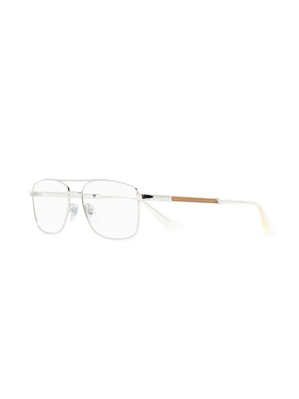 Gucci Eyewear ダブルブリッジ パイロットフレーム メガネ - シルバー - 画像2