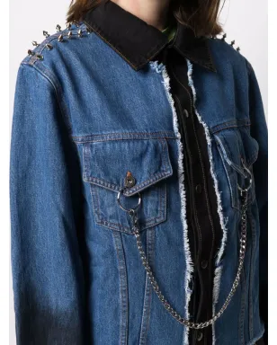 Faith Connexion chain-embellished panelled denim jacket - Blue - サムネイル5