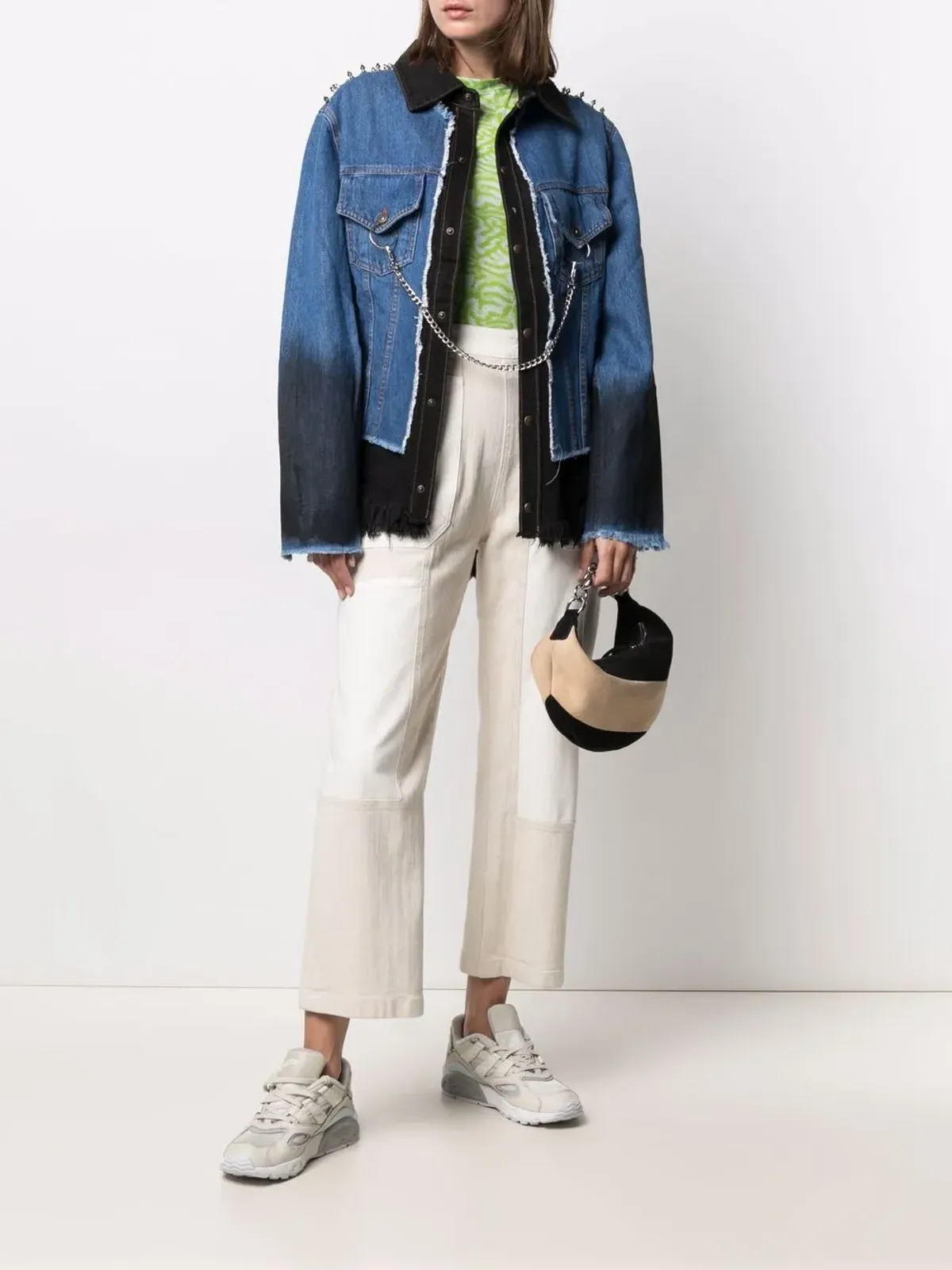 Faith Connexion chain-embellished panelled denim jacket - Blue - 画像2