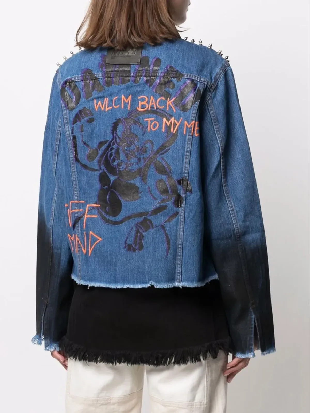 Faith Connexion chain-embellished panelled denim jacket - Blue - 画像4
