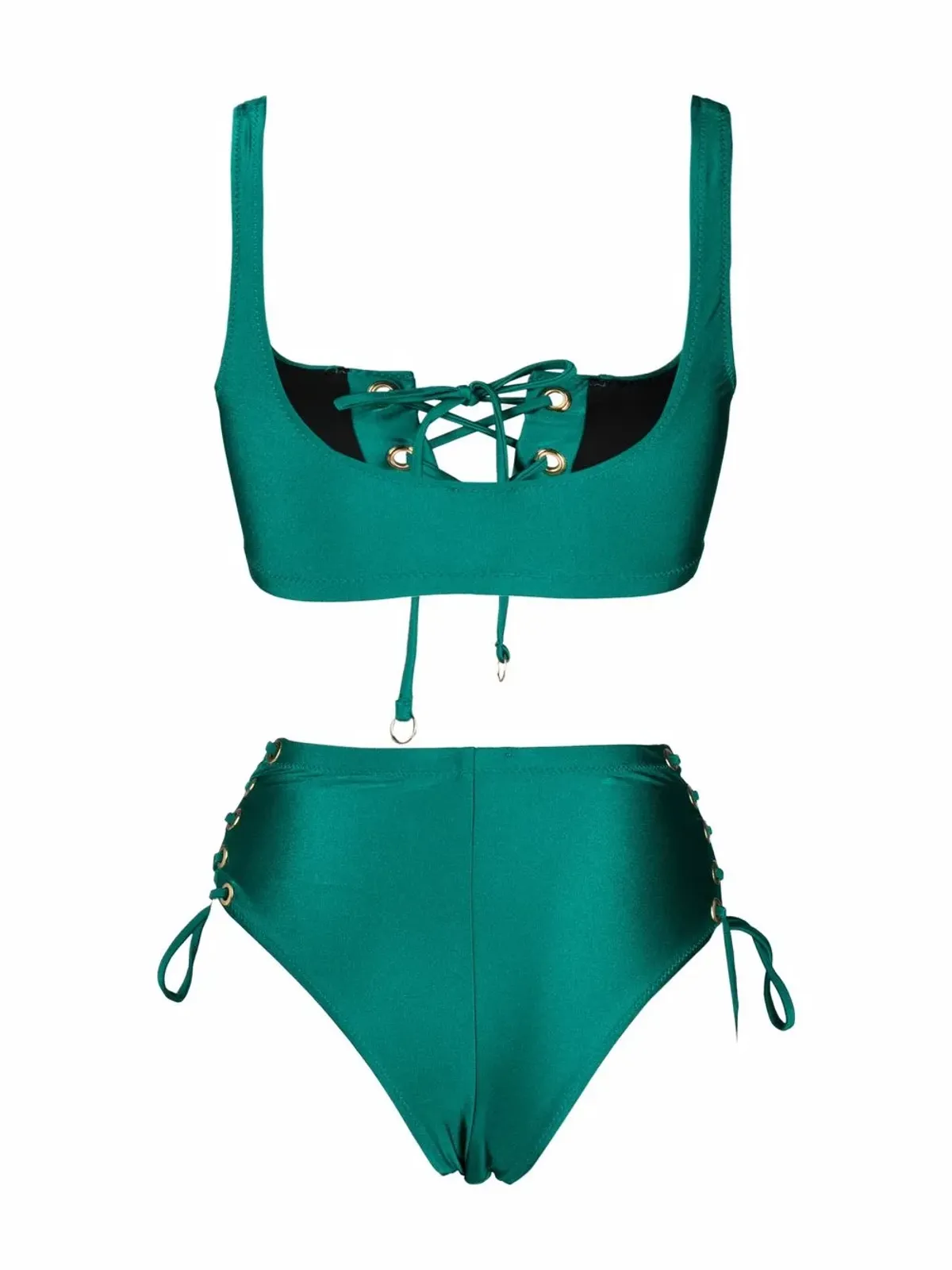 Noire Swimwear ラティスストラップのメタリックビキニセット - 画像2