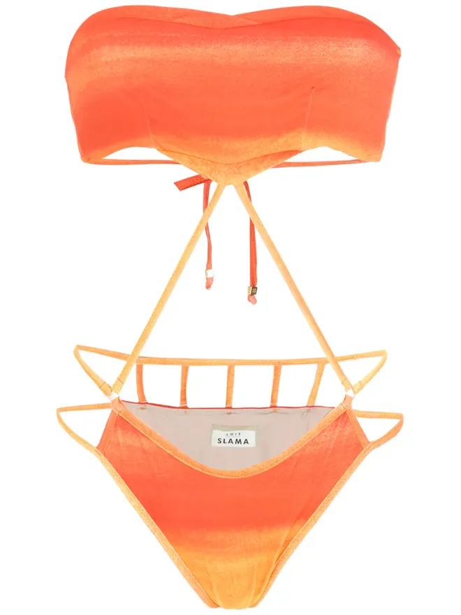 Amir Slama Amir Slama プリント入りカットアウト水着の商品画像