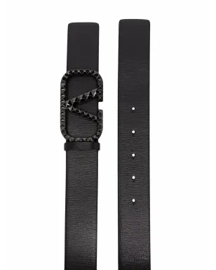 Valentino Garavani スタッズドロゴバックル レザーベルト - ブラック - サムネイル2
