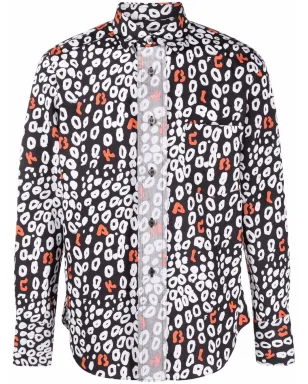 Black Comme Des Garçons ヒョウ柄コットンシャツ - サムネイル1