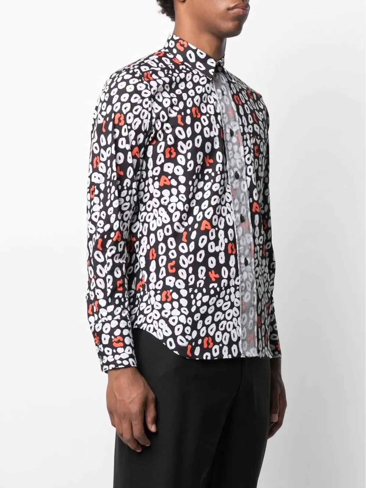 Black Comme Des Garçons ヒョウ柄コットンシャツ - 画像3