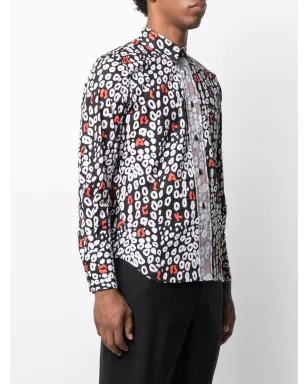 Black Comme Des Garçons ヒョウ柄コットンシャツ - サムネイル3